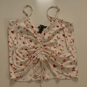 Forever 21 Tops - Floral cropped tank with ruched drawstring front Forever 21 Tops - Floral cropped tank with ruched drawstring front